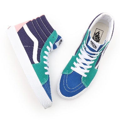 Vans Retro Sport Sk8-Hi Blue Classic Mens Womens - (Retro Court) multi/true white VN0A32QG9EJ Shoes