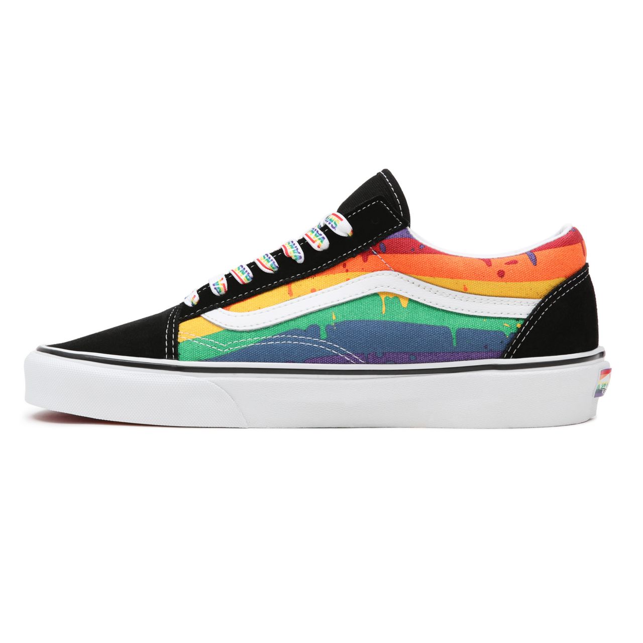 Vans Rainbow Drip Old Skool Black Classic Mens Womens - (Rainbow Drip) Black/Multi/True White VN0A5AO92CV Shoes