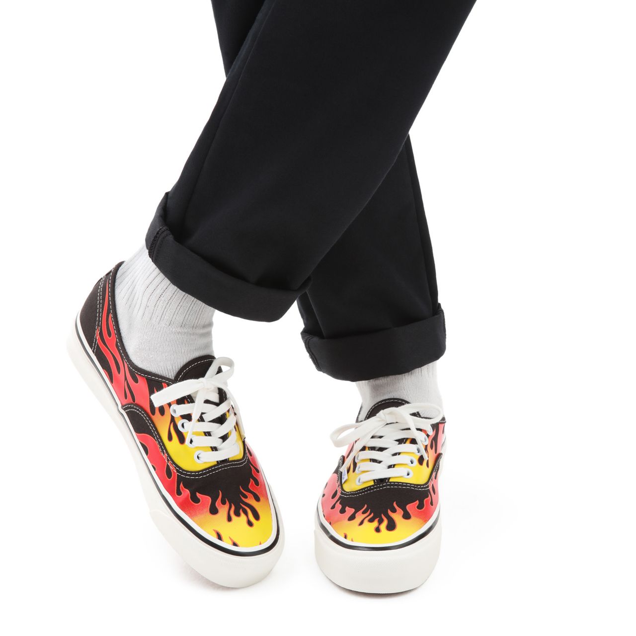 Vans Anaheim Factory Authentic 44 DX Black Classic Mens Womens - (Anaheim Factory) Epic Flame/Black/True White VN0A38EN423 Shoes