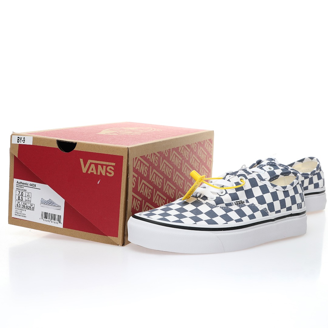 Vans Authentic 44 DX Anaheim Factory Checkerboard Mens Womens - Blue/White VN0A7Q5CBM7-1 Shoes