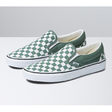 Vans Classic Slip-On Checkerboard Mens Womens - Color Theory Checkerboard Duck Green VN0A5JMHYQW Shoes