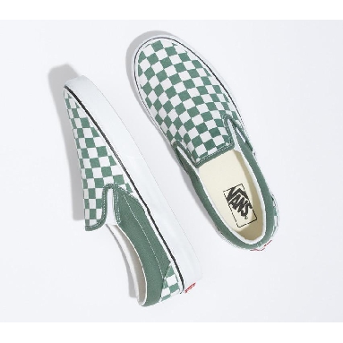 Vans Classic Slip-On Checkerboard Mens Womens - Color Theory Checkerboard Duck Green VN0A5JMHYQW Shoes