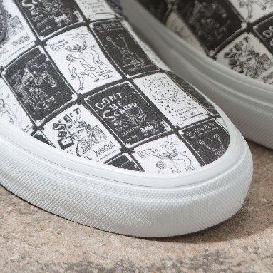 Vans Skate Classics Slip-On Mens Womens - (DANIEL JOHNSTON) RAVEN VN0A5FCAAO7 Shoes
