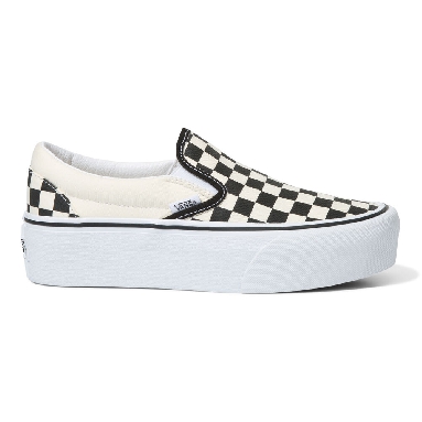 Vans Checkerboard Classic Slip-On Stackform Mens Womens - CHECKERBOARD BLACK/CLASSIC WHITE VN0A7Q5RTYQ Shoes