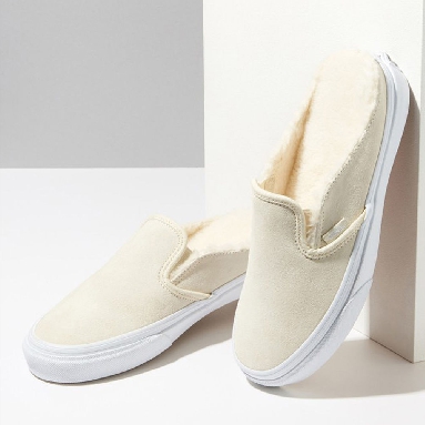 Vans Overspray Classic Slip-On Mule Mens Womens - SUEDE WHITE/SHERPA VN0A4P3UTC7 Shoes
