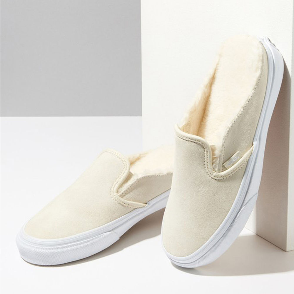 Vans Overspray Classic Slip-On Mule Mens Womens - SUEDE WHITE/SHERPA VN0A4P3UTC7 Shoes