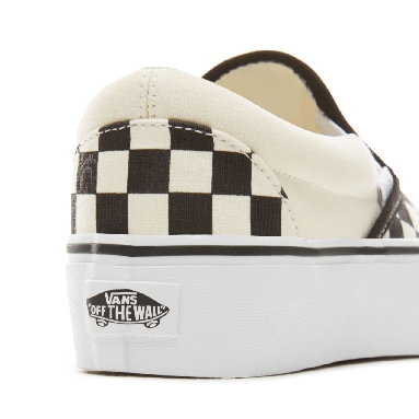 Vans Checkerboard Classic Slip-On Platform Classic Womens - Black & White Chckerboard-White VN00018EBWW Shoes