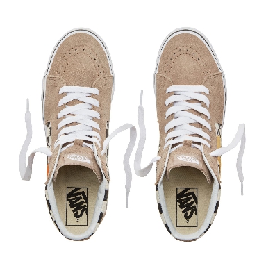 Vans Suede Satin Patchwork Sk8-Hi Classic Womens - (Satin Patchwork) Checker/Black VA38GEUBK Shoes