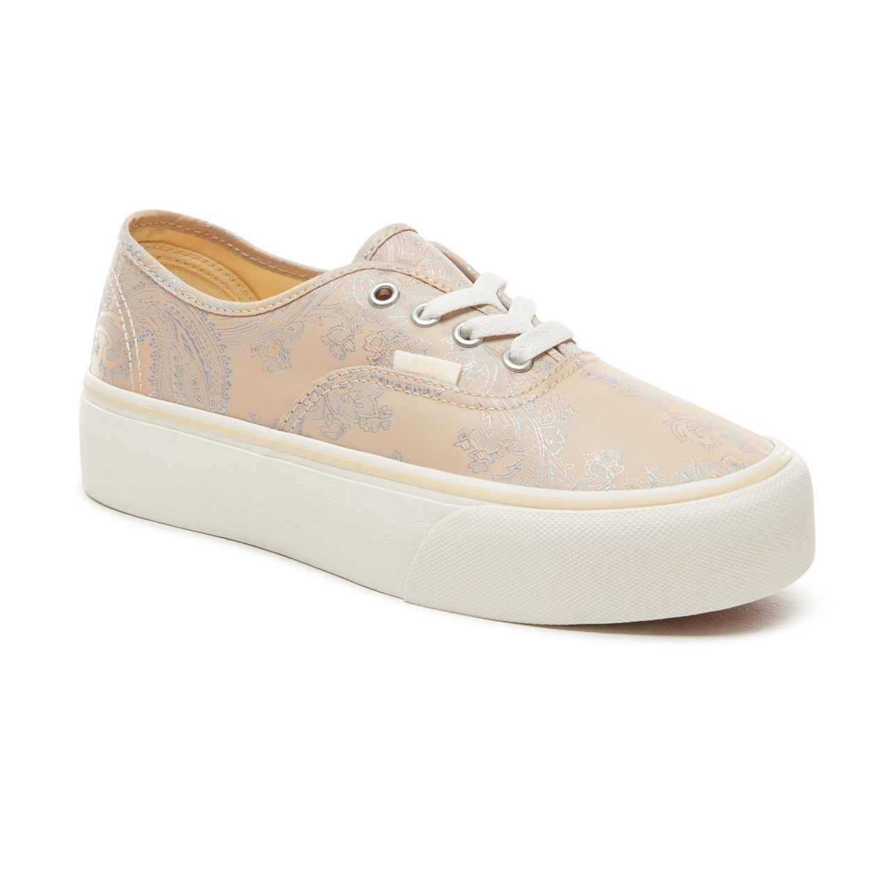 Vans Satin Paisley Authentic Platform 2.0 Classic Womens - (Satin Paisley) Nude/Snow White VA3AV8U6M Shoes