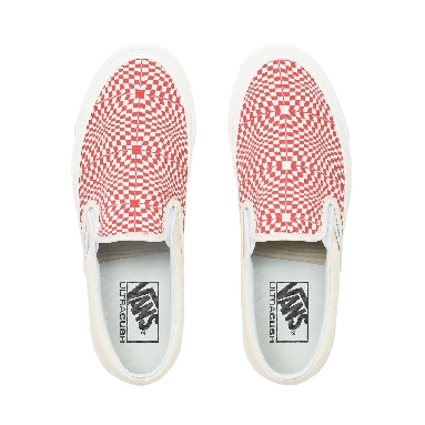Vans Anaheim Factory Slip-On 98 DX Classic Mens Womens - (Anaheim Factory) Og Red/White/Warp Check VN0A3JEXVMZ Shoes