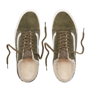 Vans Suede and Sherpa Old Skool Classic Mens Womens - (Suede/Sherpa) Grape Leaf/Dusty Olive VN0A38G1ULZ Shoes