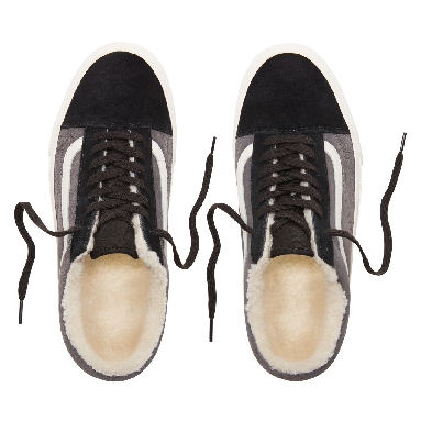 Vans Suede and Sherpa Old Skool Classic Mens Womens - (Suede/Sherpa) Black/Pewter VN0A38G1UPE Shoes