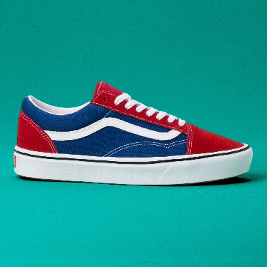 Vans Two-tone Comfycush Old Skool Classic Mens Womens - (Two-Tone) Chili pepper/True Blue VN0A3WMAVX1 Shoes