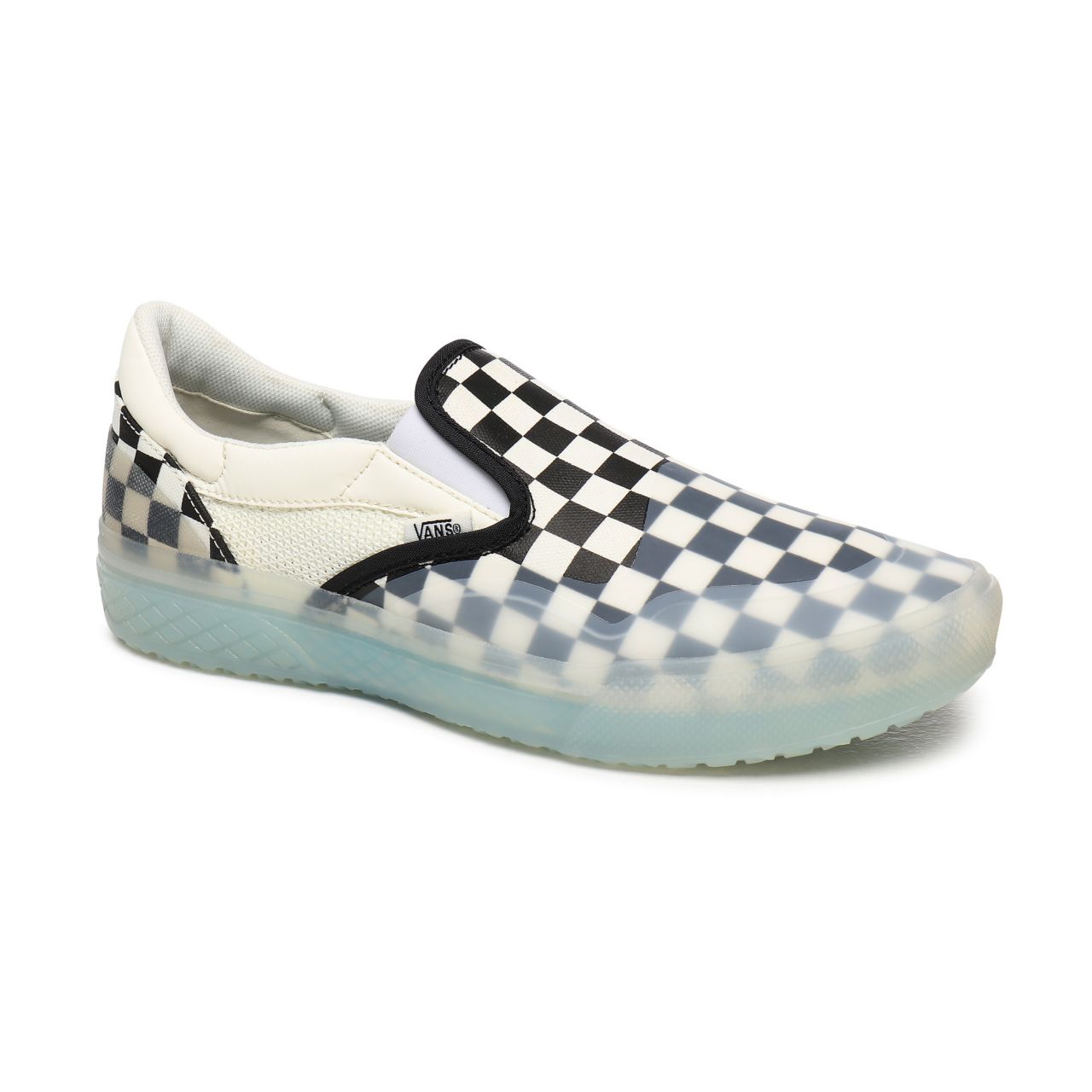 Vans Checkerboard Mod Slip-On Black Classic Mens Womens - (Checkerboard) Marshmallow VN0A4TZZKAG Shoes