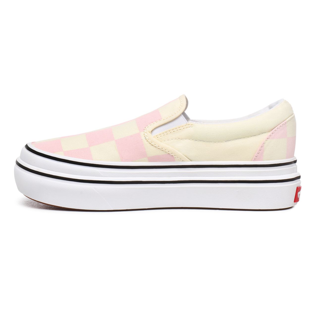 Vans Big Classics Checker Super ComfyCush Slip-On White Classic Womens - (Big Classics Checker) Blushing Bride/Off White Check VN0A4U1FXT5 Shoes