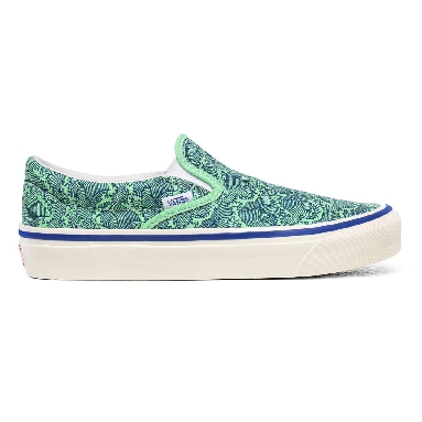 Vans Anaheim Factory Classic Slip-On 98 DX Blue Classic Womens - (Anaheim Factory) Og Wave/Og Neon Green VN0A3JEXWVT Shoes